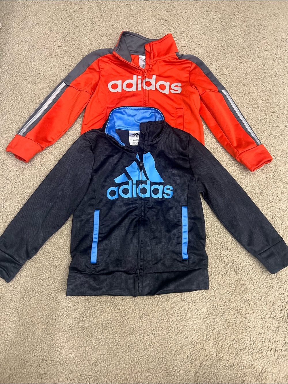 adidas Kids Zip Track Jackets - Orange/gray and light blue/dark blue